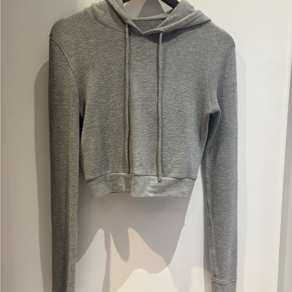 Alo - Gray Hooded Women's cropped sweater